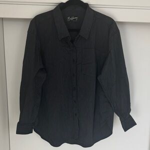 Buffbunny Collection Black Pinstripe Button-Up Shirt